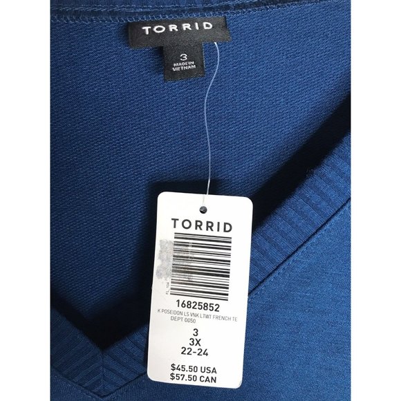 Torrid Blue Teal Light Ruffle Long Sleeve Knit Top Women's Size 3 New - Picture 5 of 9